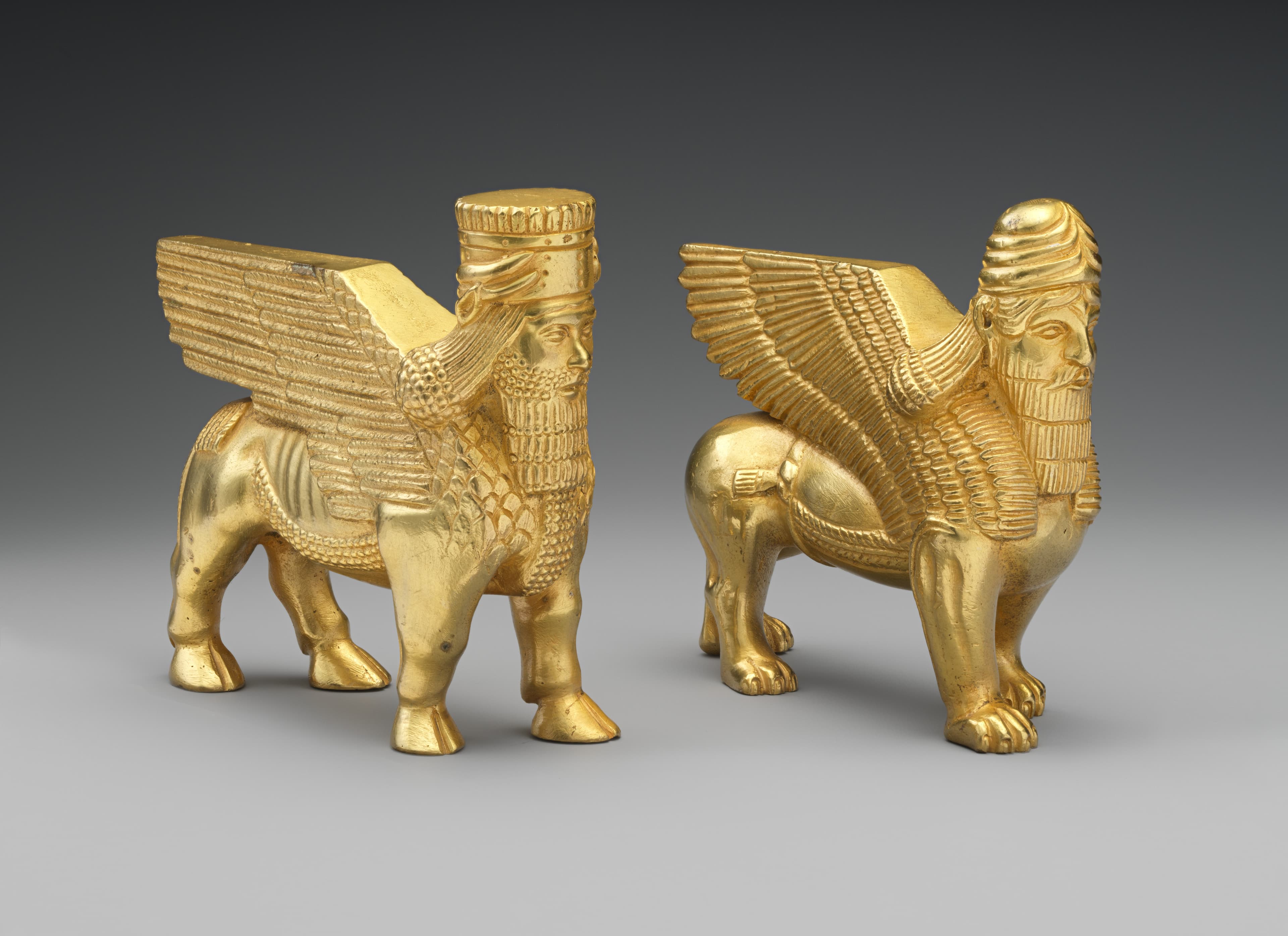 Human-headed winged bull and lion by unknown artist, 1850–1900.