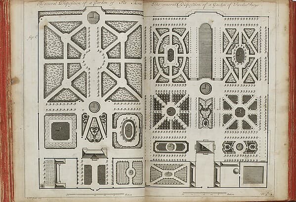 The Theory and Practice of Gardening : Wherein is Fully Handled all that Relates to Fine Gardens, Commonly called Pleasure-Gardens, as Parterres, Groves, Bowling-Greens &c. .... by Antoine Joseph Dézallier d'Argenville, 1712.